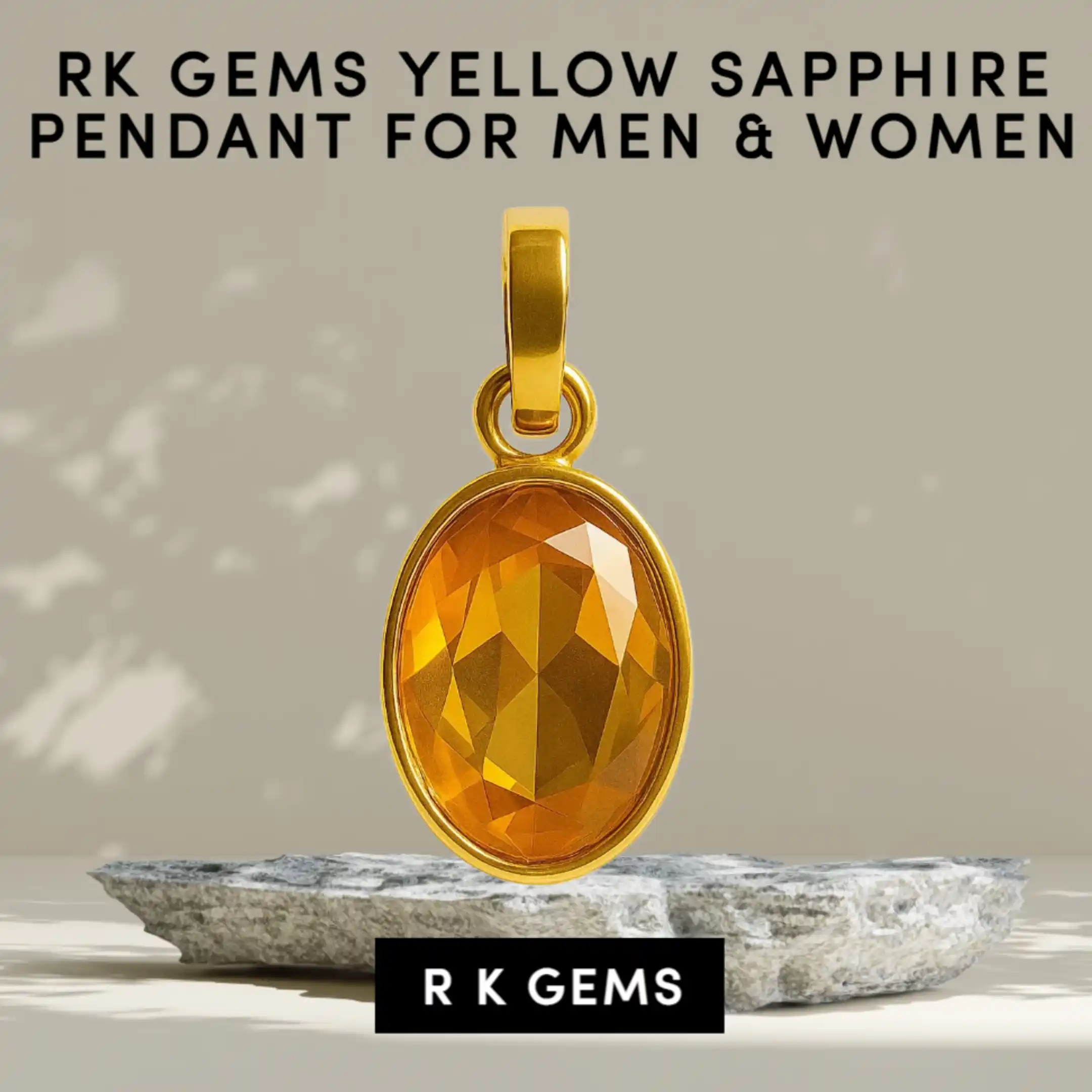 Yellow Sapphire (Pukhraj) Stone Pendant | Original Certified Gemstone for Jupiter Benefits | Stylish Astrology Pendant.png